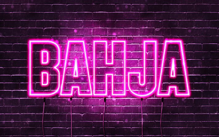 Bahja, 4k, wallpapers with names, female names, Bahja name, purple neon lights, Happy Birthday Bahja, popular arabic female names, picture with Bahja name
