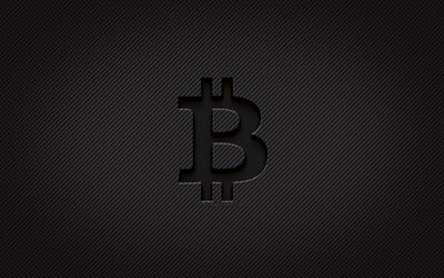 Bitcoin carbon logo, 4k, grunge art, carbon background, creative, Bitcoin black logo, cryptocurrency, Bitcoin logo, Bitcoin