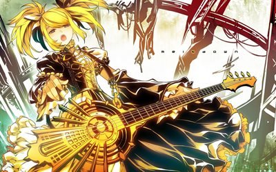 Kagamine Rin, guitar, manga, Vocaloid
