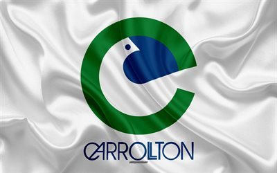 Flag of Carrollton, 4k, silk texture, American city, white silk flag, Carrollton flag, Texas, USA, art, United States of America, Carrollton