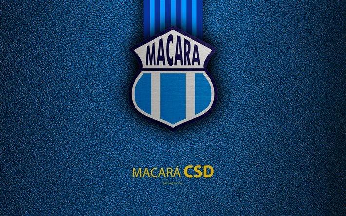 CSD Macara, 4k, l&#228;der konsistens, Ecuadorianska football club, bl&#229; bakgrund, logotyp, emblem, Ecuadorianska Serie A, Ambato, Ecuador, fotboll