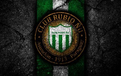 4k, FC Rubio Nu, logo, Paraguay, Lig, siyah taş, futbol, futbol kul&#252;b&#252;, Rubio Nu, sanat, asfalt doku, Rubio Nu FC