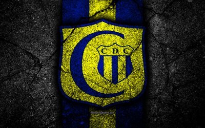 4k, FC Deportivo Capiata, logo, Paraguayan Primera Division, black stone, soccer, football club, Paraguay, Deportivo Capiata, art, asphalt texture, Deportivo Capiata FC