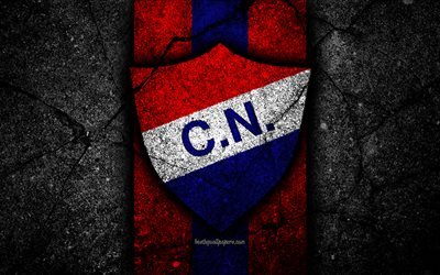 4k, FC Nacional Asuncion, logo, Paraguayan Primera Division, black stone, soccer, football club, Paraguay, Nacional Asuncion, art, asphalt texture, Nacional Asuncion FC