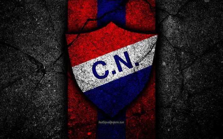 4k, FC Nacional Asuncion, logo, Paraguay, Lig, siyah taş, futbol, futbol kul&#252;b&#252;, Nacional Asuncion, sanat, asfalt doku, Nacional Asuncion FC