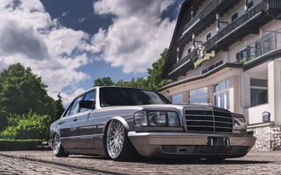Mercedes-Benz S-class, tuning, W126, stance, 1989 cars, supercars, Mercedes