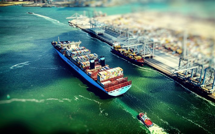 Morten Maersk, Navio De Contentores, vista de cima, Dinamarqu&#234;s navio de carga, transporte de carga, entrega de carga de conceitos, navios de carga, Maersk Line