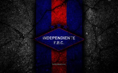 4k, FC Independiente, logo, Da Primeira Divis&#227;o Do Paraguai, pedra preta, futebol, clube de futebol, Paraguai, Independente, arte, a textura do asfalto, Independente FC