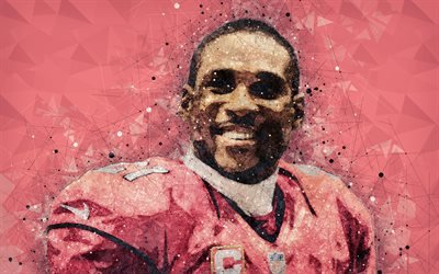 Patrick Peterson, 4k, Arizona Cardinals, arte geometrica, NFL, creativo, portrait, football Americano, USA, sfondo rosso, la National Football League