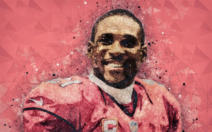 Patrick Peterson, 4k, Arizona Cardinals, geometric art, NFL, creative, portrait, American football, USA, red background, National Football League
