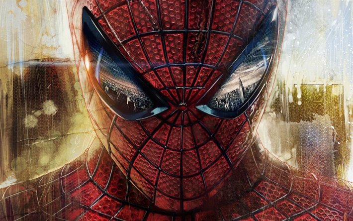 4k, Spiderman, grunge, supereroi, opere d&#39;arte, della DC Comics Spider-Man
