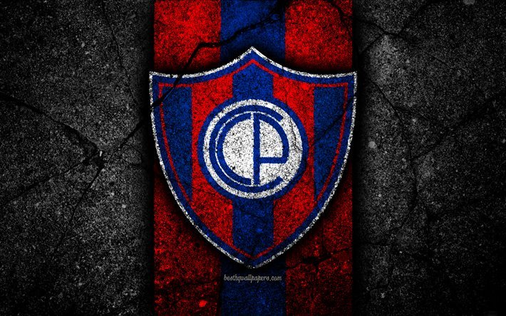 4k, FC Cerro Porteno, logo, Paraguay, Prima Divisione, in pietra nera, il calcio, il football club, il Paraguay, il Cerro Porteno, arte, asfalto texture, Cerro Porteno FC