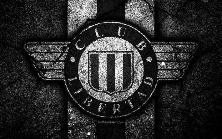 4k, fc libertad asuncion, logo, paraguay primera division, black stone, fu&#223;ball, fu&#223;ball club, paraguay, libertad asuncion, kunst -, asphalt-textur, libertad asuncion fc