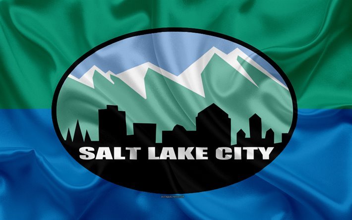 flagge von salt lake city, 4k, seide textur, amerikanische stadt, blau, gr&#252;n, seide flagge, salt lake city flagge, utah, usa, kunst, united states of america, salt lake city