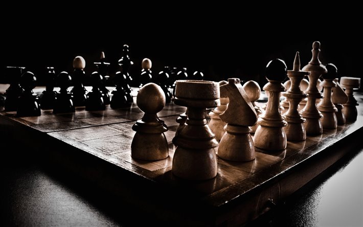 scacchi, gioco, scacchiera, i pezzi degli scacchi in legno