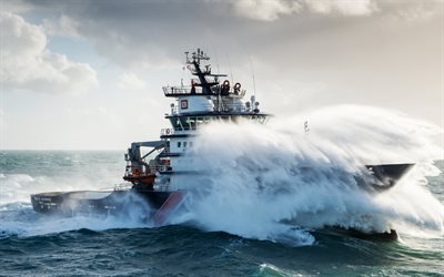 Abeille بوربون, 4k, دراسة UT515, البحر, العاصفة, UT515, البحرية الفرنسية, إنقاذ الجرار