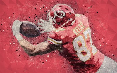 Travis Kelce, 4K, geometric art, de la NFL, de Kansas City, &#233;tats-unis, le football Am&#233;ricain, la Ligue Nationale de Football, Michael Travis Kelce
