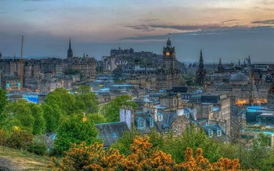 Edinbrugh, 4k, HDR, panorama, paisagens de cidade, Reino Unido, A esc&#243;cia, Reino UNIDO, Europa