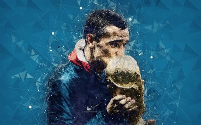 أنطوان جريزمان, 4k, الهندسية الفنية, بطل العالم 2018, فرنسا, كأس الذهب, لكأس العالم لكرة القدم 2018, فرنسا الوطني لكرة القدم