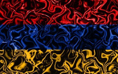 4k, Armenian lippu, abstrakti savun, Aasiassa, kansalliset symbolit, 3D art, Armenian 3D flag, luova, Aasian maissa, Armenia