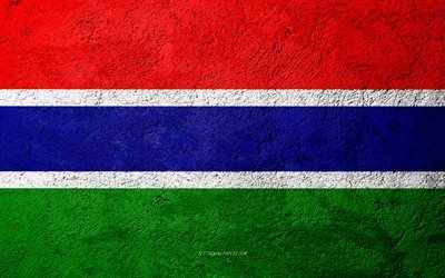 Lipun Gambia, betoni rakenne, kivi tausta, Gambian lippu, Afrikka, Gambia, liput kivi