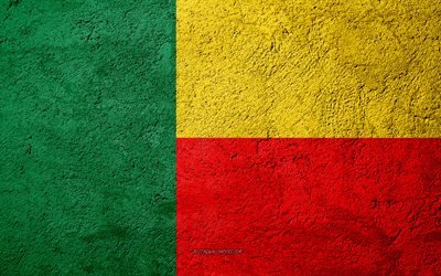 Flag of Benin, concrete texture, stone background, Benin flag, Africa, Benin, flags on stone