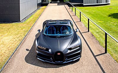 Bugatti Chironスポーツ, 110Ans版, 2019, hypercar, フロントビュー, 新しいグレー Chiron, チューニングChiron, 高級スポーツカー, Bugatti