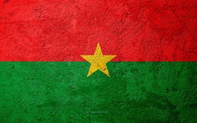 Flag of Burkina Faso, concrete texture, stone background, Burkina Faso flag, Africa, Burkina Faso, flags on stone
