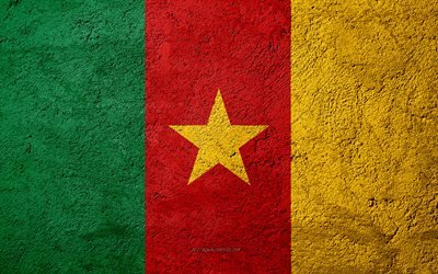 Taş &#252;zerinde Kamerun bayrağı, beton doku, taş, arka plan, Kamerun bayrak, Afrika, Kamerun, bayraklar