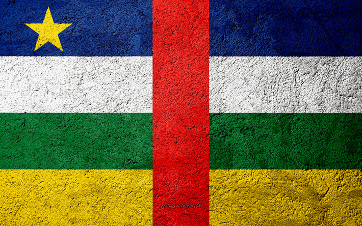 Lippu, Keski-Afrikan Tasavalta, betoni rakenne, kivi tausta, Keski-Afrikan Tasavallan lippu, Afrikka, liput kivi