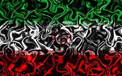 4k, 旗のイラン, 抽象煙, アジア, 国立記号, イランのフラグ, 3Dアート, イランの3Dフラグ, 創造, アジア諸国, イラン