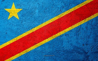 Flag of Democratic Republic of Congo, concrete texture, stone background, Africa, Democratic Republic of Congo, flags on stone