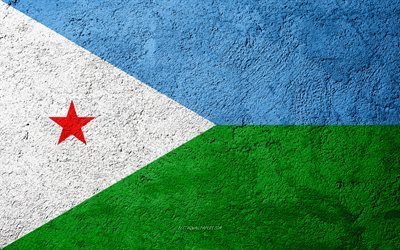 Flag of Djibouti, concrete texture, stone background, Djibouti flag, Africa, Djibouti, flags on stone