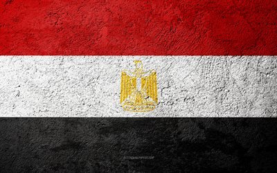 Flag of Egypt, concrete texture, stone background, Egypt flag, Africa, Egypt, flags on stone