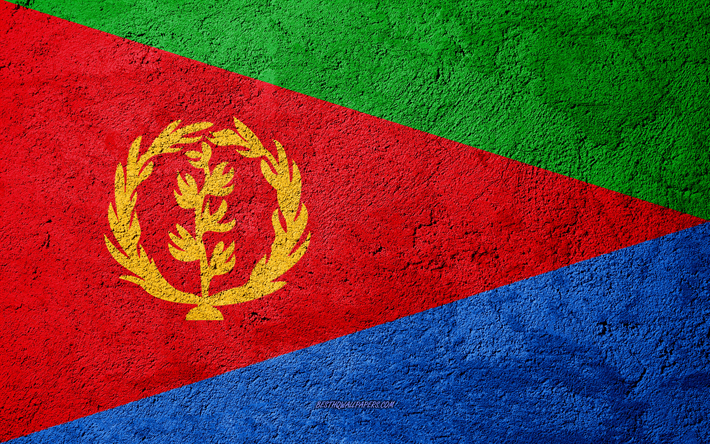 Flag of Eritrea, concrete texture, stone background, Eritrea flag, Africa, Eritrea, flags on stone