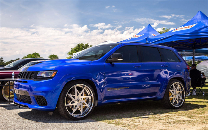 Jeep Grand Cherokee SRT, tuning, 2019 voitures, Vus, bleu Cherokee, Forgiato Roues, Turni, 2019 Jeep Grand Cherokee, voitures am&#233;ricaines, Jeep