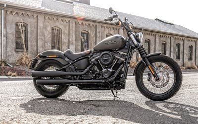 Harley-Davidson Street Bob, 2019, de moto noir, ext&#233;rieur, american motos, Harley-Davidson