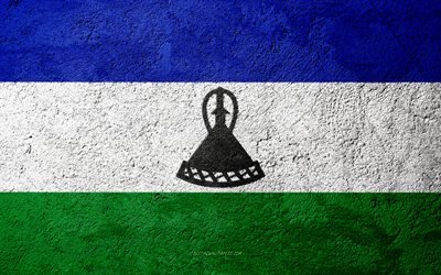 Flag of Lesotho, concrete texture, stone background, Lesotho flag, Africa, Lesotho, flags on stone