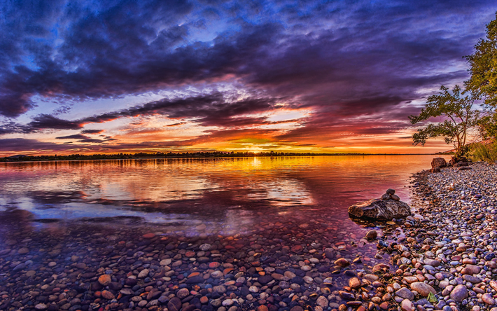 Columbia River, North America, HDR, sunset, beautiful nature, British Columbia, Canada