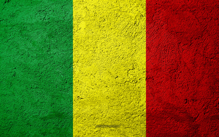 Bandiera del Mali, cemento texture di pietra, sfondo, Mali bandiera, l&#39;Africa, il Mali, il flag su pietra