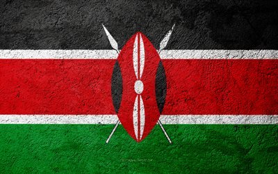 Flag of Kenya, concrete texture, stone background, Kenya flag, Africa, Kenya, flags on stone
