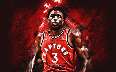 Ogugua Anunoby Jr, OG Anunoby, NBA, Toronto Raptors, red stone background, British Basketball Player, portrait, USA, basketball, Toronto Raptors players