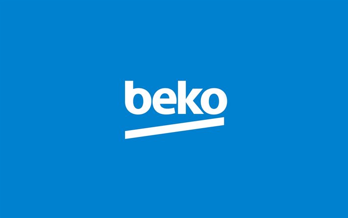 Beko, T&#252;rk markası Beko logosu, amblemi, mavi arka plan &#252;zerinde logo