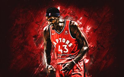 Pascal Siakam, NBA, Toronto Raptors, pedra vermelha de fundo, Camar&#245;es Jogador De Basquete, retrato, EUA, basquete, Toronto Raptors jogadores
