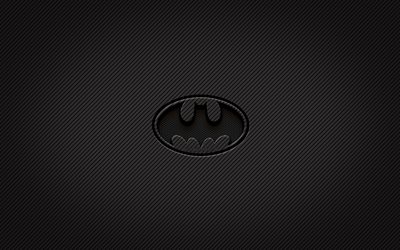 Batman karbon logosu, 4k, grunge art, karbon arka plan, yaratıcı, Batman siyah logo, Yarasa adam, s&#252;per kahramanlar, Batman logosu, Batman