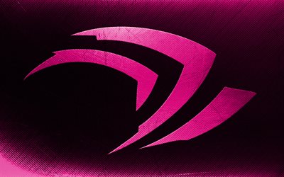 nvidia lila logo, grunge art, lila typografischer hintergrund, kreativ, nvidia grunge logo, marken, nvidia logo