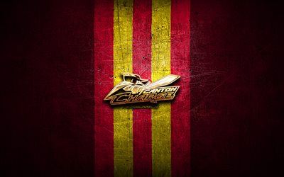 Canton Charge, golden logo, NBA G League, purple metal background, american basketball team, Canton Charge logo, basketball, USA