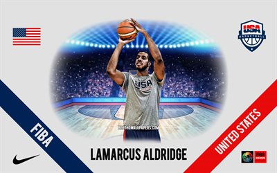 LaMarcus Aldridge, squadra nazionale di basket degli Stati Uniti, giocatore di basket americano, NBA, ritratto, USA, basket