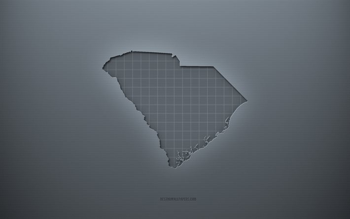 Descargar fondos de pantalla Carte de la Caroline du Sud, arrière-plan  créatif gris, Caroline du Sud, États-Unis, texture du papier gris, États  américains, silhouette de la carte de la Caroline du Sud,