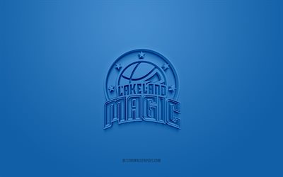 Lakeland Magic, luova 3D -logo, sininen tausta, NBA G League, 3D -tunnus, American Basketball Club, Florida, USA, 3d art, koripallo, Lakeland Magic 3D -logo